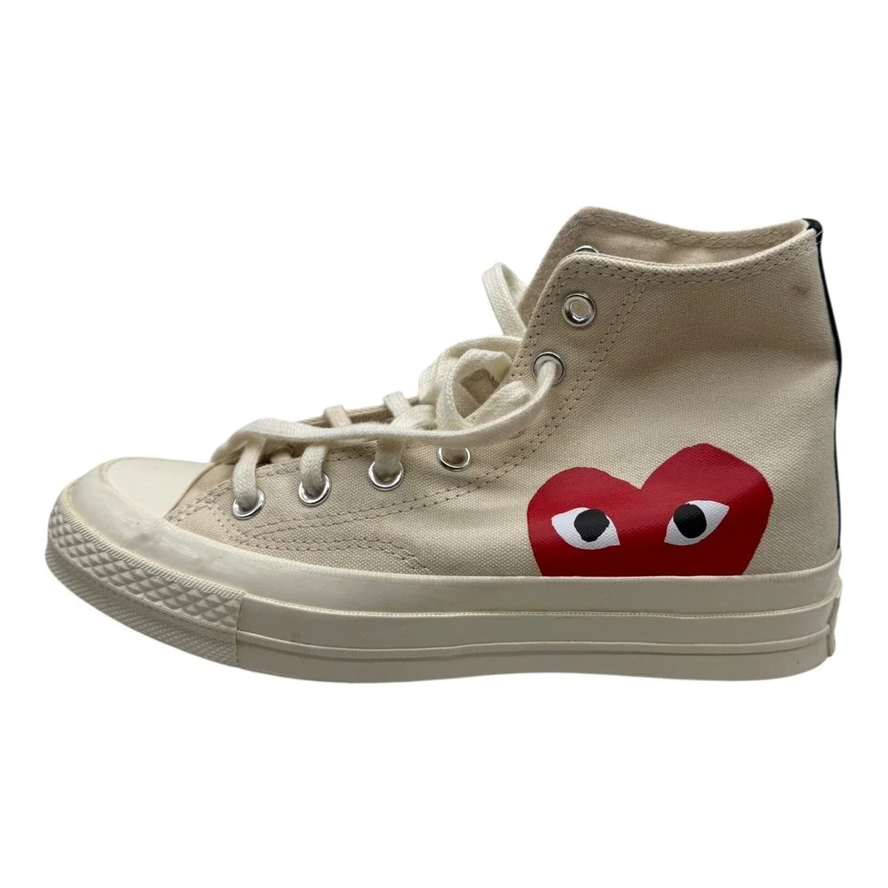 Converse Chuck 70 Hi Comme des‎ Garcons PLAY Sneakers Beige Heart Logo Size 5 - Picture 6 of 10